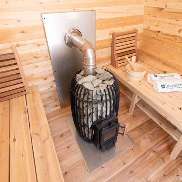 TimberGlow14 Woodburning Sauna Heater – Chimney Out the Top | TimberGlow
