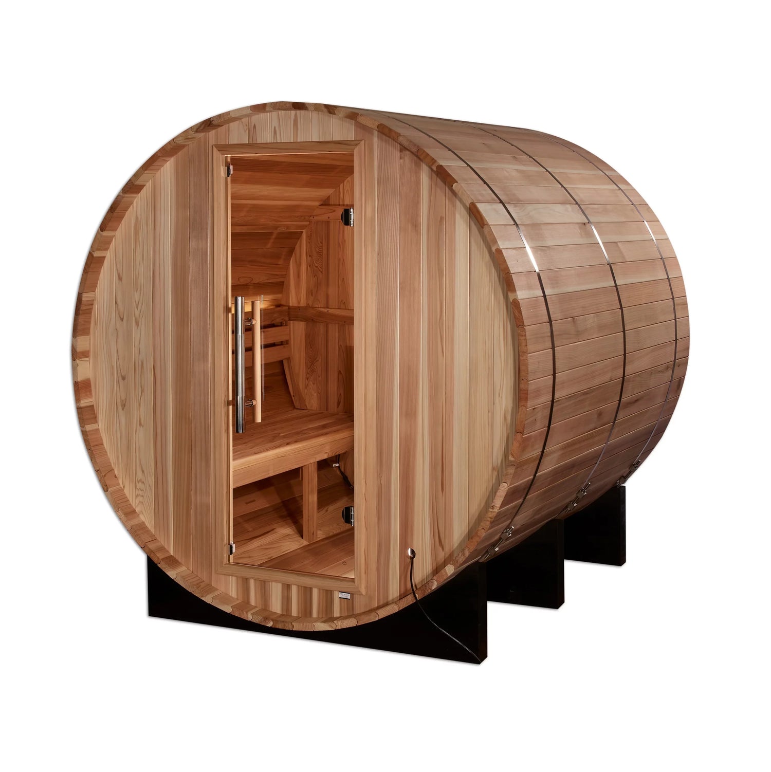 Arosa 4 Person Electric Barrel Traditional Sauna | Golden Designs Inc.