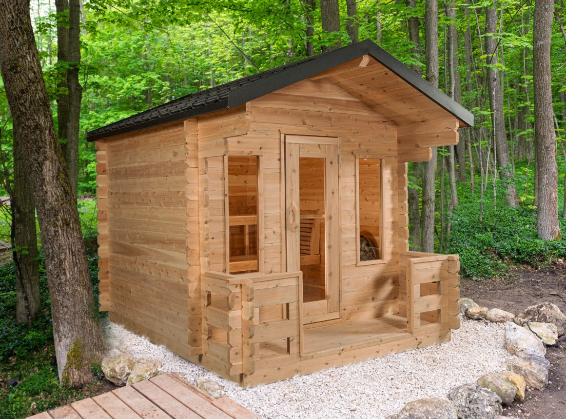 Georgian Wood Burning Cabin Sauna with Porch | Leisurecraft