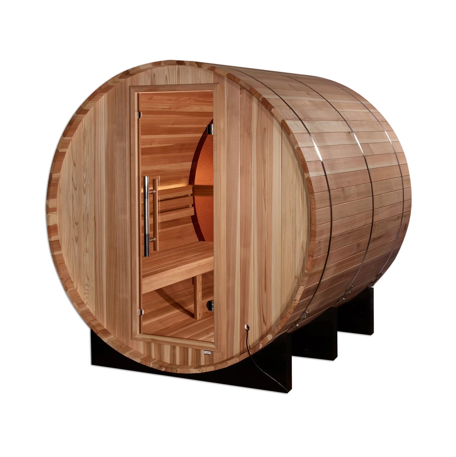 Zurich Barrel Sauna with Bronze Privacy View | Golden Designs Inc.