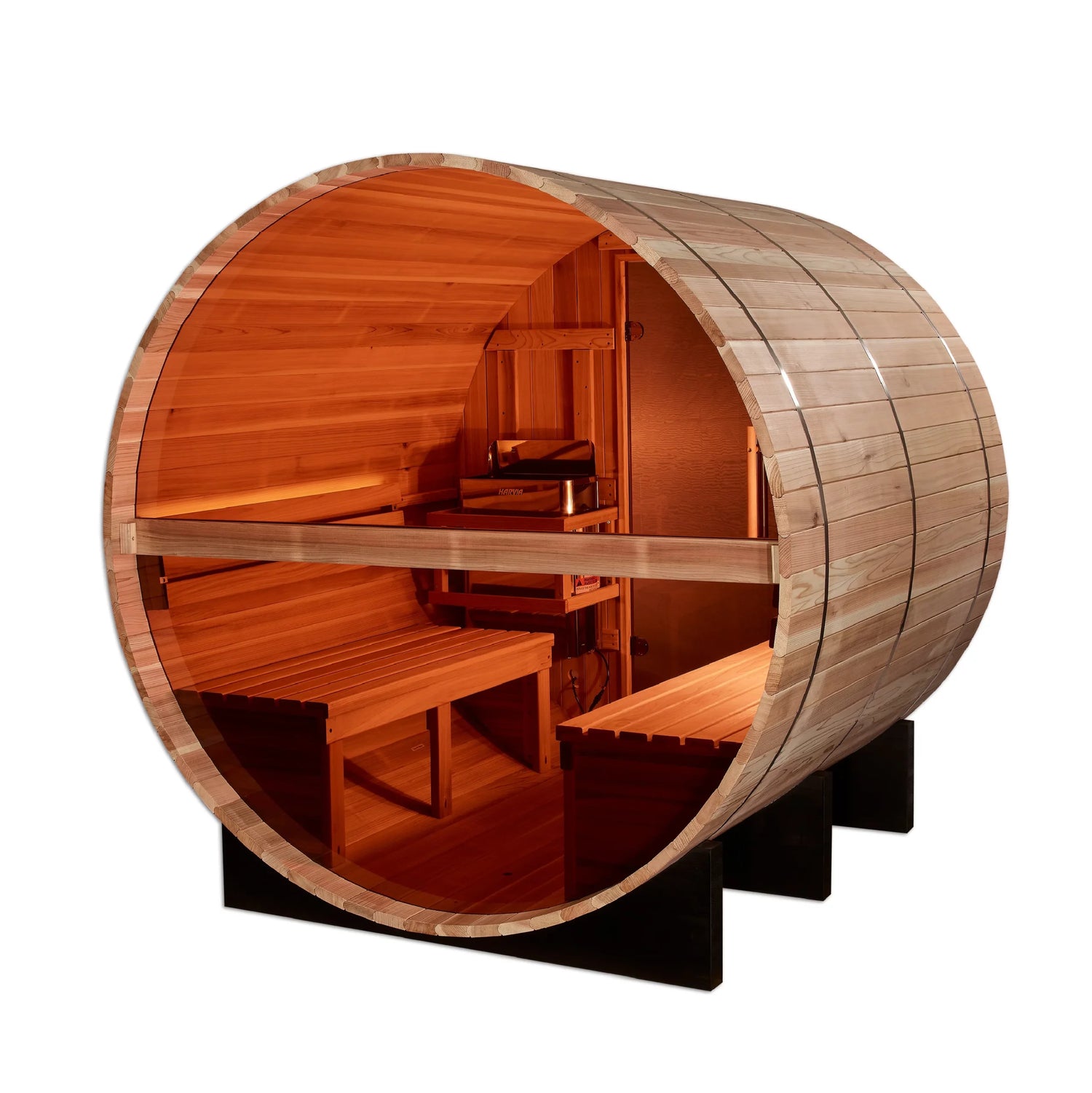 Zurich Barrel Sauna with Bronze Privacy View | Golden Designs Inc.