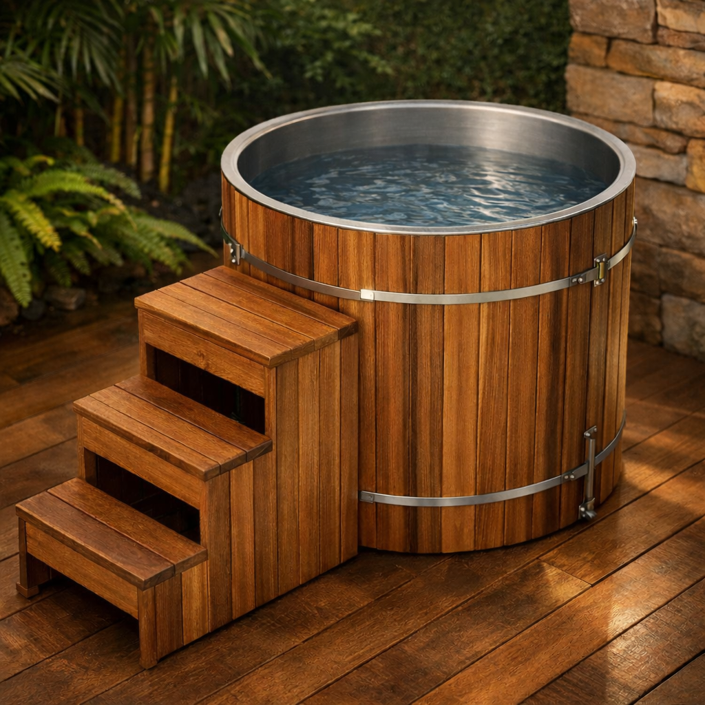 Dynamic Cold Therapy Cedar Barrel Cold Plunge - 304 Stainless Steel | Golden Designs Inc.