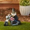 Accent Plus Biker Gnome Solar Garden Statue