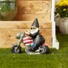 Accent Plus Biker Gnome Solar Garden Statue