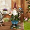 Accent Plus Solar Welcome Gnome with Light-Up Bluebird