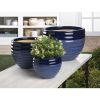 Accent Plus Two-Tone Blue Ceramic Planter Set