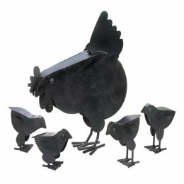 Accent Plus Rusted Metal Hen Family Garden Art