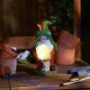 Accent Plus Leaf-Hat Gnome Holding Orb Solar Garden Light