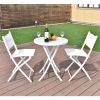 3 Pack Folding Bistro Table Chair Set Garden Backyard Patio Furniture White