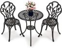 3-Piece Bistro Furniture Set Patio Set with Small Round Table and 2 Chairs, Antique Copper