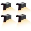 4X Black Solar Step Light 200MAH Battery Waterproof IP65 Smart Light Control Outdoor Fence Light 1.2V 0.2W Warm White Light