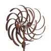 Solar Wind Spinner, Windmill Willow Leaves-Improved 360 Degrees Swivel LED Lighting Solar Powered Glass Ball with Kinetic Wind Spinner-Metal Sculpture