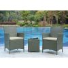 Manhattan Comfort Imperia Steel Rattan 3-Piece Patio Conversation Set with Cushions in Cream