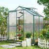 Upgraded Outdoor Patio 6.2ft Wx4.3ft D Greenhouse Walk-in Polycarbonate Greenhouse with 2 Windows and Base Aluminum Hobby Greenhouse with Sliding Door