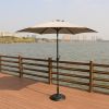 8.8 feet Outdoor Aluminum Patio Umbrella; Patio Umbrella; Market Umbrella with 33 pounds Round Resin Umbrella Base; Push Button Tilt and Crank lift; G