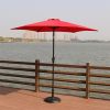 8.8 feet Outdoor Aluminum Patio Umbrella; Patio Umbrella; Market Umbrella with 33 pounds Round Resin Umbrella Base; Push Button Tilt and Crank lift; R