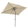 10x6.5ft Aluminum Patio Umbrella w/ 20 LEDs Beige