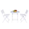 3 Pack Folding Bistro Table Chair Set Garden Backyard Patio Furniture White