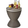 8 Gallon 3 in 1 Patio Rattan Cooler Bar Conditioner Ice Bucket Brown