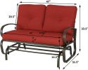 Patio Swing Glider Bench Outdoor Cushioed 2 Person Rocking Chair Garden Loveseat, Brick Red