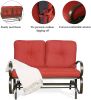 Patio Swing Glider Bench Outdoor Cushioed 2 Person Rocking Chair Garden Loveseat, Brick Red