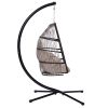 Patio Wicker folding Hanging Chair,Rattan Swing Hammock Egg Chair with X type Base and C Type bracket , with cushion and pillow,for Patio,Bedroom Balc