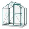 Upgraded Outdoor Patio 6.2ft Wx4.3ft D Greenhouse Walk-in Polycarbonate Greenhouse with 2 Windows and Base Aluminum Hobby Greenhouse with Sliding Door