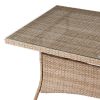 Manhattan Comfort Genoa Patio Dining Table with Glass Top in Nature Tan Weave