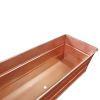 Rectangular Metal Flower Planter Box with Embossed Line Design; Small; Copper