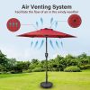 Simple Deluxe 7.5' Patio Outdoor Table Market Yard Umbrella with Push Button Tilt/Crank; 6 Sturdy Ribs for Garden; Deck; Backyard; Pool; 7.5ft; Red