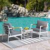 Outdoor Patio Aluminum Chair; Furniture Single Armchair with Cushions for Restaurant Courtyard or Garden; Gray