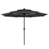 10Ft 3-Tiers 32LEDS Patio Umbrella black