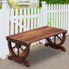 2-Person Rustic Garden Bench; Outdoor Wagon Wheel Porch Bench for Backyard Patio Garden; Brown