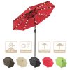 9ft Aluminum Patio Umbrella w/ 32 LEDs Red