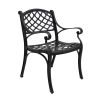 2 Piece Outdoor Dining Chairs; Cast Aluminum Chairs with Armrest; Patio Bistro Chair Set of 2 for Garden; Backyard (Lattice Design 2 Chairs)