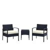 Manhattan Comfort Noli Steel Rattan 3-Piece Patio Conversation Set with Cushions in Cream