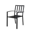 2pcs Backrest Vertical Grid Wrought Iron Dining Chair Black