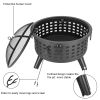 26" Round Metal Lattice Fire Pit Fire Bowl Outdoor BBQ Burn Grill Patio Brazier