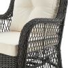 Manhattan Comfort Fruttuo Swivel Steel Rattan 3-Piece Patio Conversation Set with Cushions in Cream