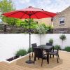 9ft Aluminum Patio Umbrella w/ 32 LEDs Red