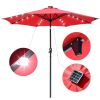 9ft Aluminum Patio Umbrella w/ 32 LEDs Red