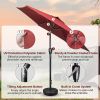 Simple Deluxe 7.5' Patio Outdoor Table Market Yard Umbrella with Push Button Tilt/Crank; 6 Sturdy Ribs for Garden; Deck; Backyard; Pool; 7.5ft; Red