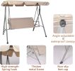 Bosonshop 3 Person Outdoor Porch Patio Swing Chair with Stand and Waterproof Canopy All Weather Resistant Swing Bench, Beige