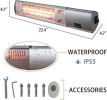 Arttoreal 1500W Super Quiet Wall-Mounted Electric Heaters with Remote Control; for Patio Bedroom and Office