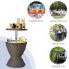 8 Gallon 3 in 1 Patio Rattan Cooler Bar Conditioner Ice Bucket Brown