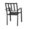 2pcs Backrest Vertical Grid Wrought Iron Dining Chair Black