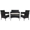 4 Piece Outdoor Patio Furniture Sets Outdoor Wickerr Rattan Chairs loveseat with Soft Cushion and Glass Table Outdoor Indoor Use Backyard Porch Garden