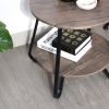 Small Round Coffee Table End Table 2 Tiers Side Nightstand with Storage Industry Rack Wood Table Accent Furniture for Living Room/Bed Room/Kitchen Roo