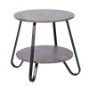 Small Round Coffee Table End Table 2 Tiers Side Nightstand with Storage Industry Rack Wood Table Accent Furniture for Living Room/Bed Room/Kitchen Roo