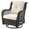 Manhattan Comfort Fruttuo Swivel Steel Rattan 3-Piece Patio Conversation Set with Cushions in Cream